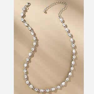 Anthropologie Silver Crystal Necklace